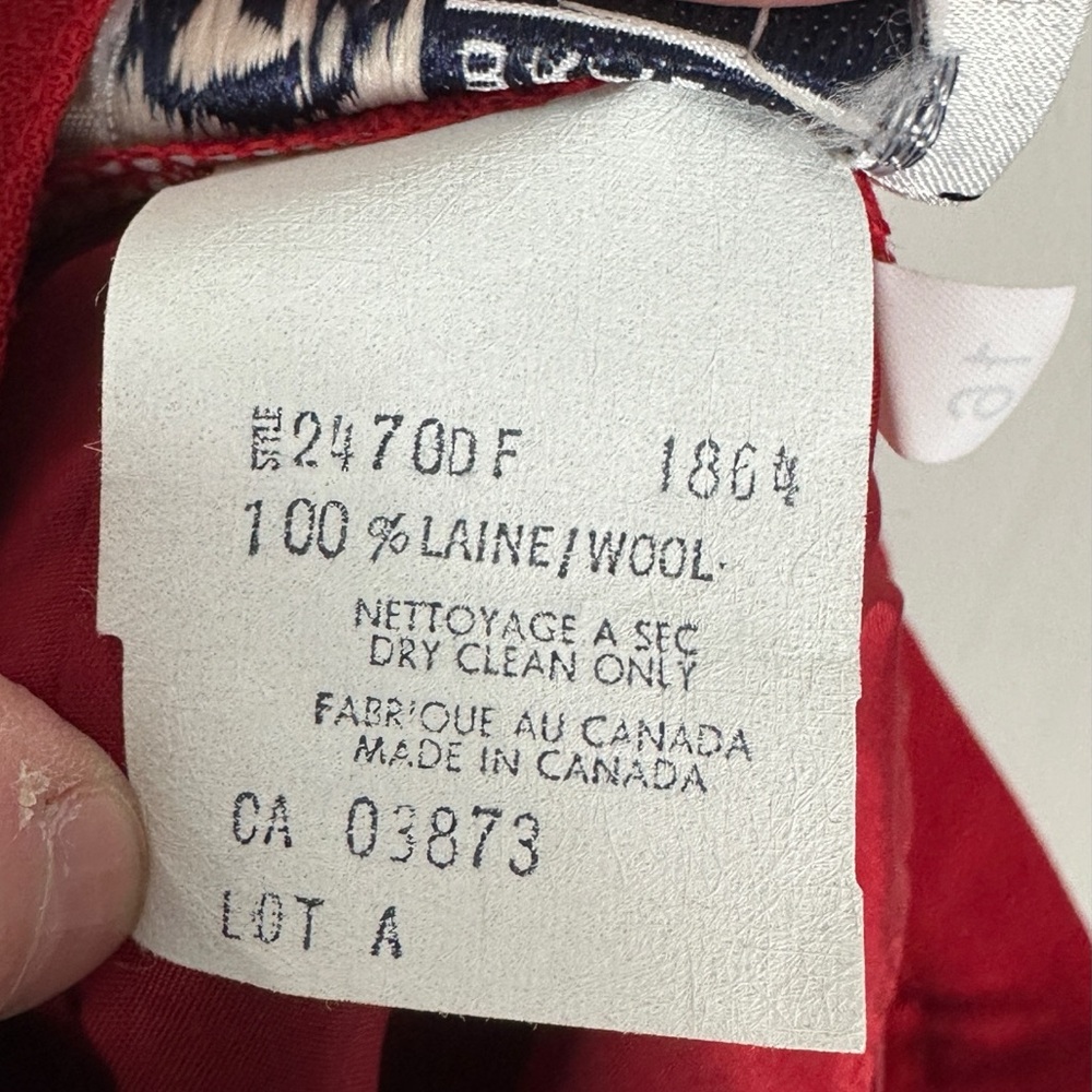 SOLD Vintage 100% Wool Red Pencil Skirt Womens Size 16 Braemar Diana Canada - Picture 7 of 14